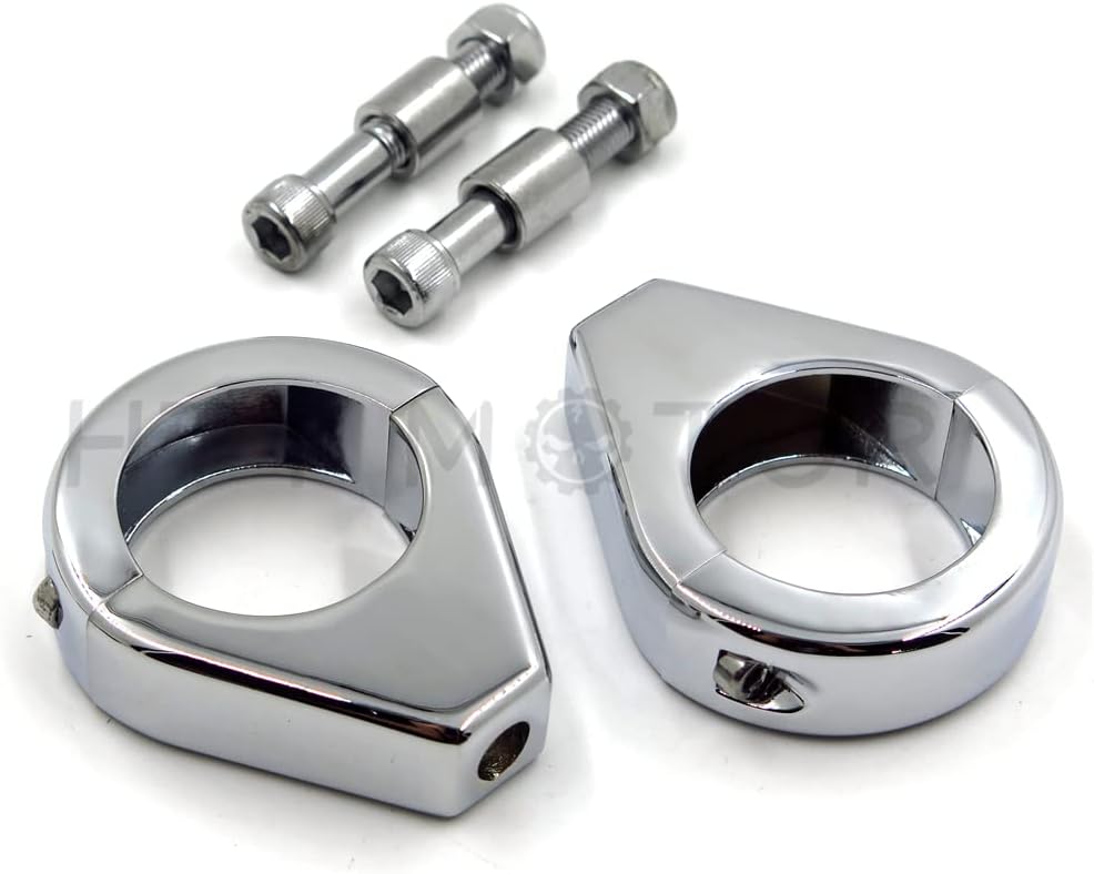 Billet Aluminum Headlight Fork Mounting Brackets 39mm Chrome or Black Pair, Universal Fitment for Custom Cafe Racer Motorcycle Front End Projects