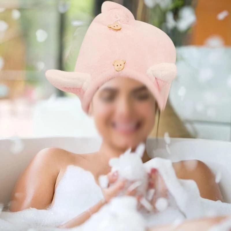 Hair Drying Hat,Hair Drying Towels,Hair TowelHair Towel Wrap Rapid Hair Drying Towel with Button Dry Hat Hair Towel Wrap Bathing Wrapped Cap Women