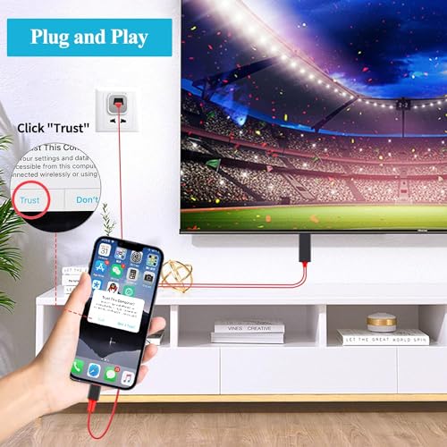 Image of Lighting to USB,HDMI Cable Compatible With iOS to TV Projector Monitor, 1080P Digital AV Adapter Cord, 2m HDMI Adapter HDTV Cable with USB Charging Port, Sync Screen Converter