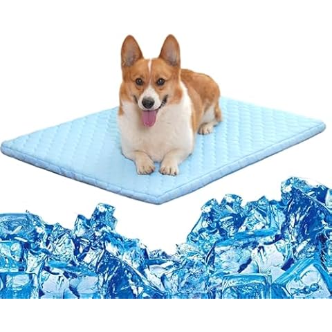 Dog Cooling Mat, Portable Pets Cooling Mat, Thickened Pets Cooling Pad, Durable & Machine Washble, Indoor Outdoor Uses in Crate, Kennel, Bed, Sofa or Car (21.7"x19.7"x1.5") Cover