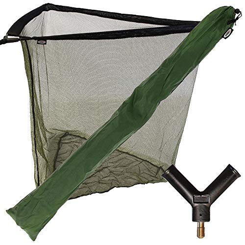 NEW NGT 42" Green Carp Coarse Fishing Landing Net with Strong Metal Spreader Block and Stink Storage Bag