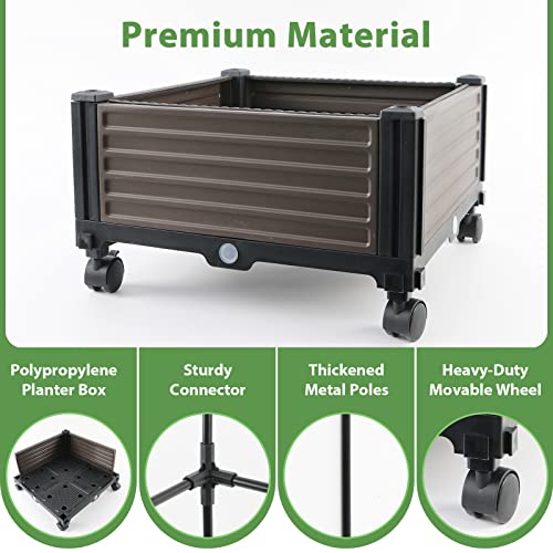 Jantens Raised Garden Bed Planter Box With Trellis, Up To 74 Inches Tomato Cage Plant Support For Garden Climbing Plants Vegetable & More, 16''L X 16''W X 74''H #TOP4