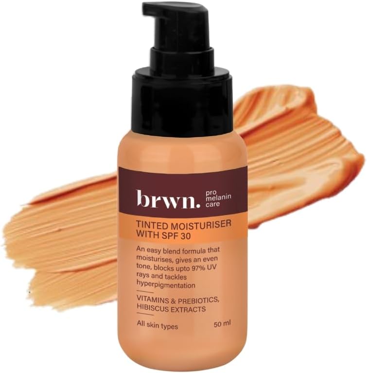 brwn. pro melanin care Tinted Moisturizer For Face, 50Ml | Skin Tint With Spf 30 Bb Cc Cream for Women With Vitamins And Prebiotics, Lightweight, Dewy Finish Suitable For All Skin Types | Almond