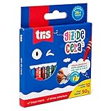 Giz De Cera Fino - 12 Cores - Tris, Multicor