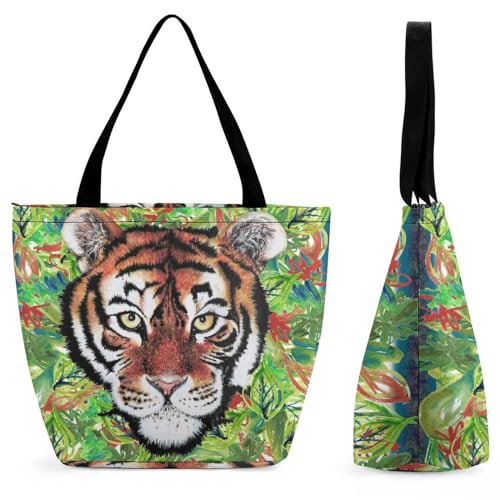 Sac de shopping pour voyage avec motif feuilles et grand cabas épaule femme