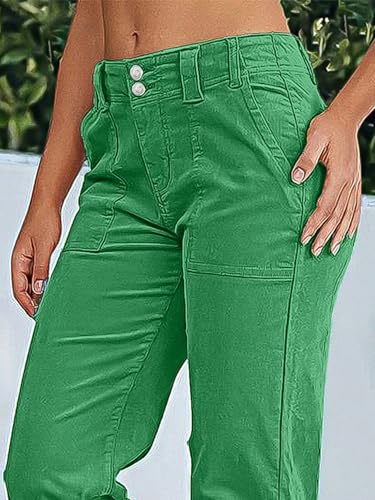 Flamingals Women's Wide Leg Pants for Women Mid Waist Dress Flare Straight Leg Corduroy Pants Workout Jeans Trendy2