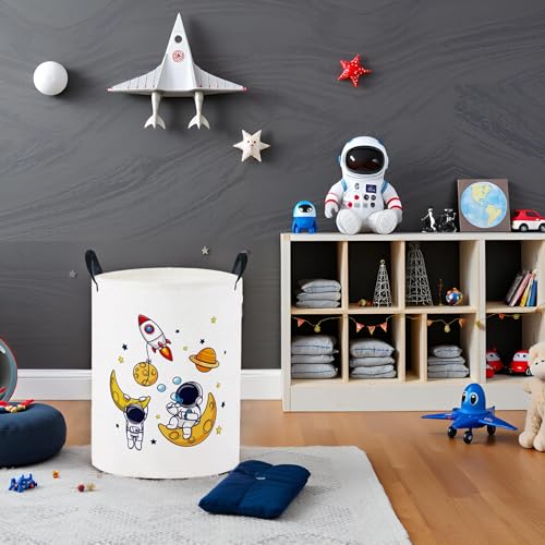 Image of Baby Laundry Basket Baby Nursery Hamper Kids Laundry Basket Toy Storage Bin for Boys Room Decor Gift Baskets for Bedroom Bathroom(Astronaut)
