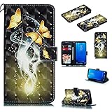 samsung etui note 8  Nadoli Wallet Handyhülle für Galaxy S8,Kreative 3D Gold Schmetterling Muster Taljereep Ständer Flip Ledertasche Brieftasche Schutzhülle Etui für Samsung Galaxy S8
