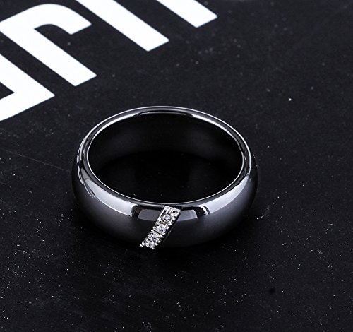 HIJONES 6MM Ceramica Anello da Donna in Acciaio