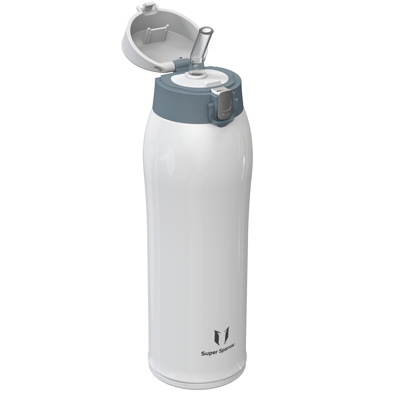 Super Sparrow Borraccia Termica Cannuccia, Borraccia in Acciaio Inox - 350ml, 500ml, 750ml - Senza BPA Tazza Borracce Termiche, Bottiglia Termica per Bambini, Scuola, Sportiva