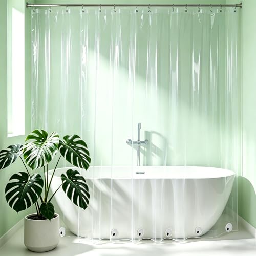 Tonnali Extra Wide Plastic Shower Curtain Liner 84 x 72 Inch with 6 Magnets, Clear Heavy Duty...