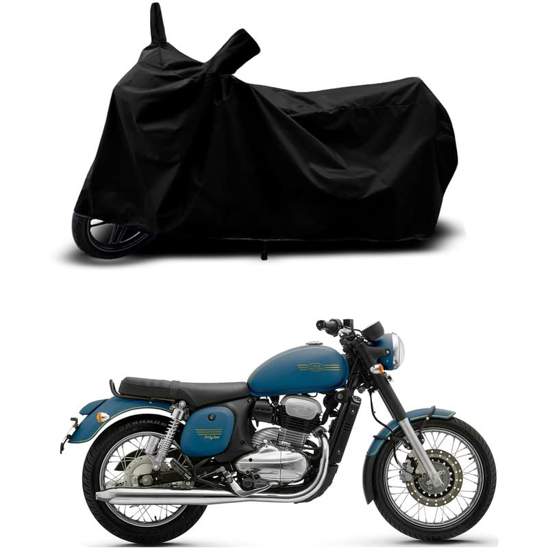 Image of 100% Scratchproof /UV-Rays /Heat Protection /Birds Dropping /Water Resistant /Dust Proof /Waterproof /Bike Scooty Two Wheeler Body Cover Compatible for Jawa Forty Two Starlight All Varient[Black]