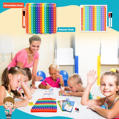 Image of Multiplication Flash Cards + Fingertip Bubbles Toy, Interesting Multiplication Math Combination, Math Games for Children Aged 3 +