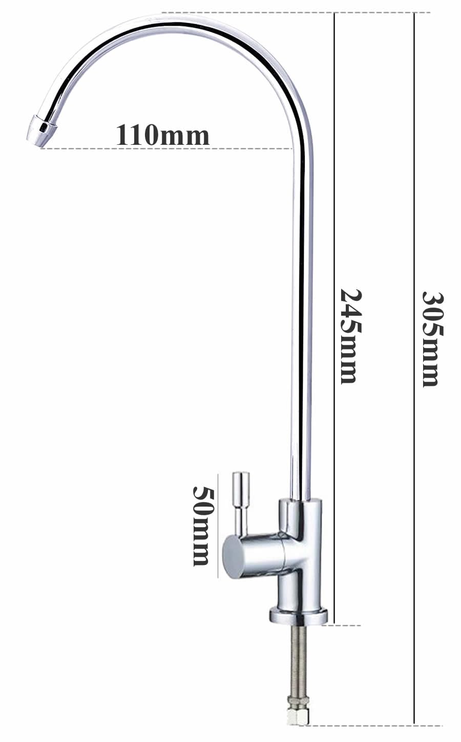 smardy Rubinetto per Osmosi Inversa in Ottone Cromato – Miscelatore 360° Girevole per Impianti Osmosi e Filtri Acqua – Adattatori 1/4" e 3/8" Inclusi