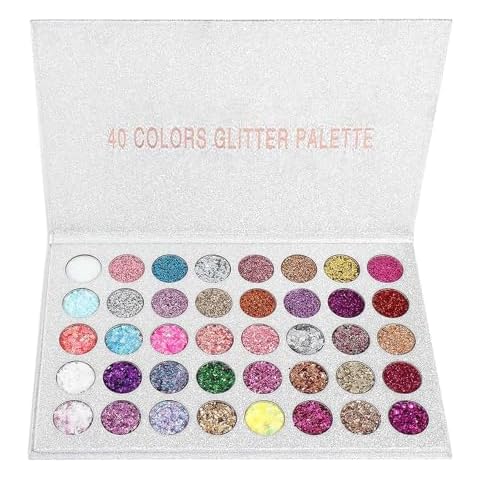 SUMEITANG 40-Color Ultra Shimmer Glitter Eyeshadow Palette: Professional, Chunky & Fine Glitter Pressed Glitter Eye Shadow Powder for Eyes, Face, & Body – Glitter Makeup Palette for Women & Girls Cover