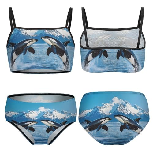 Animal Orcas Iceberg Girls Bikini Swimsuit Two Piece Bathing Suit Beach Swimwear3