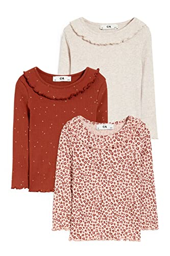 C&A Kinder Mädchen T-Shirt Langärmelig Bedruckt|Melange/Meliert 3er...
