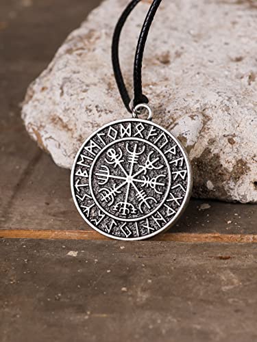HAQUIL Viking Necklace, Runic Compass Vegvisir Pendant, Norse Jewelry Gift for Men3