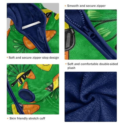 Carrot Pattern with Sunglasses Toddler Fleece Jacket Girl Boys Hooded Fleece Jacket Coat Warm Outwear Zip-up 3-10T3