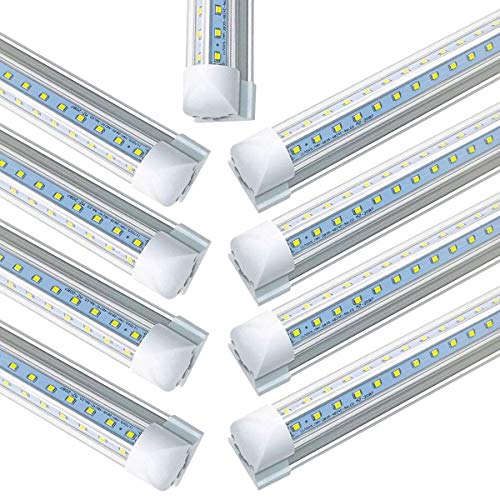 【odmily】110形 一体型LEDライト240cm V字形透明カバー 器具一体型 t8 led 蛍光管工場 倉庫 用 工事不要 取り付け簡単 天井直付け 110W 相当 昼光色6500K シーリング直付 高輝度SMD搭載 (20本セット)