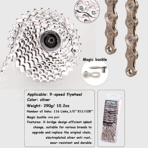 WAIZHIUA 9-Speed Bike Chain 116 Links Bicycle Chain High Strength Manganese Steel Cycling Chain with Magic Buckle for Road Mountain Bike - Image 3