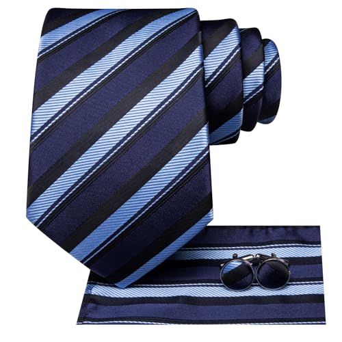 Image of Hi-Tie Men 63inches Tie Set Extra Long Necktie Paisley Tie Pocket Suqare Cufflinks Big and Tall Men Tie