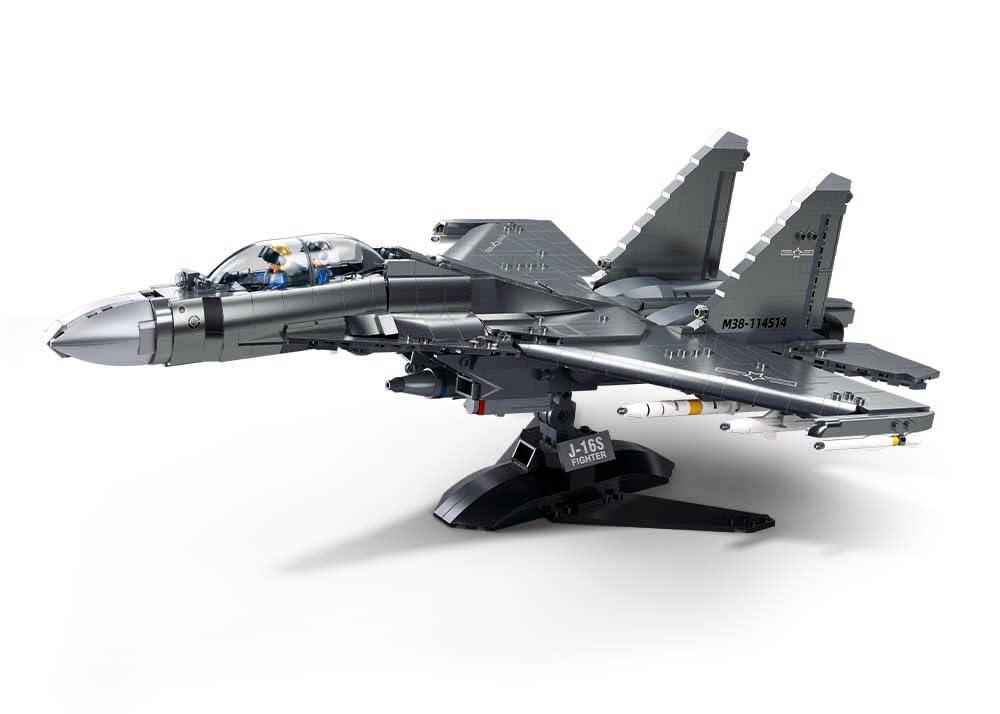 Sluban M38-B1273 - Getto militare da combattimento con 2 personaggi pilota e bonus a coccodrillo, colore grigio, 48,3 cm