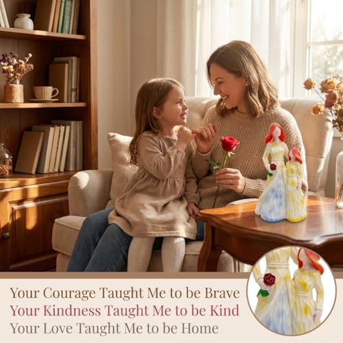 Figura decorativa abrazo madre e hija en resina miniatura 2