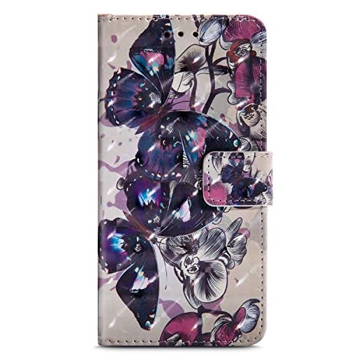 Sony Xperia Z5 skal, Surakey 3D-fodral magnetisk flip plånbok skyddande stativ funktion läderfodral med kreditkortshållare repfri stötfångare för Sony Xperia Z5, 3D svart fjäril