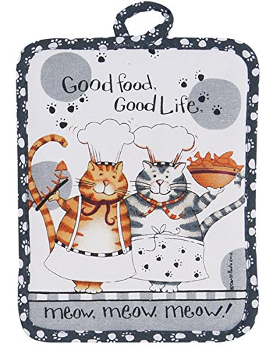 4 Piece Happy Cat Kitchen Set - 2 Terry Towels, Oven Mitt, Potholder