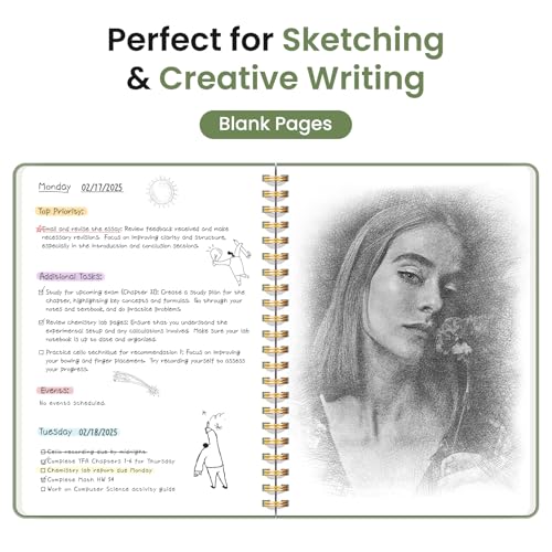 Image of Taja Blank Spiral Journal Notebook for Women & Men, 140 Pages, Sketch Book, Plain Notebook for Drawing & Sketching, Journals for Creative Writing, A5(5.7 inch x 7.9 inch) - Green