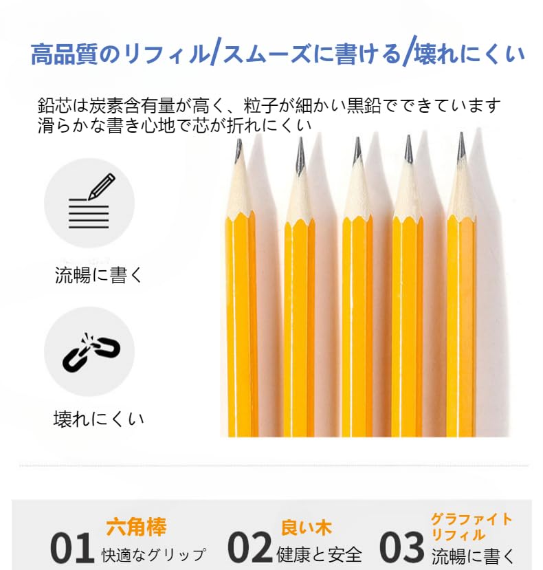 HB 鉛筆 消しゴム付 Amazon | STOBOK HB 鉛筆 72本入 消しゴム付き えんぴつ 削った