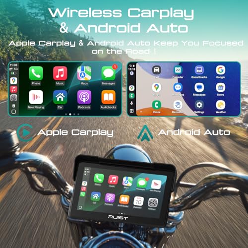 Image of 7.0 inch Wireless Motorcycle CarPlay Screen with TPMS, Model MOX70 | Wireless Apple CarPlay & Android Auto, IP67 Waterproof GPS, Dual Bluetooth, Magnetic Mount, Voice Control.
