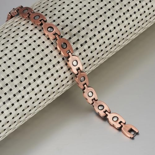 Image of Copper Bracelet for Women 99.9% Pure Copper Crystal Bracelets Link Chain Charm Jewelry Present 3500 Gauss with Adjustment Tool