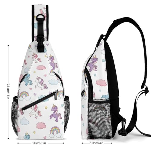 AMRANDOM Crossbody Bags for Women Men Sling Bag Unicorn Rainbow Bakpack Casual Chest Bag with Shoulder Strap2