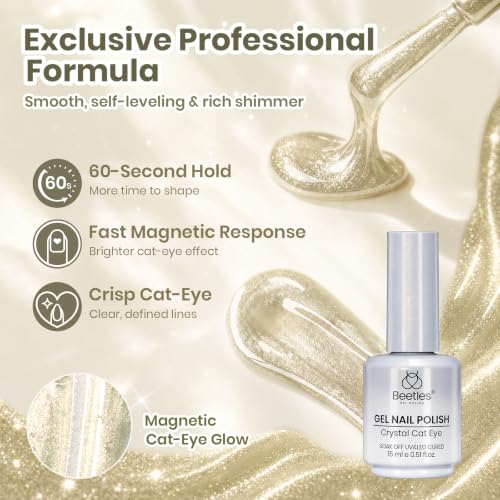 Image of Beetles Silver Cat Eye Gel Nail Polish, Frosted Sugar 15ML Glitter Fall Gel