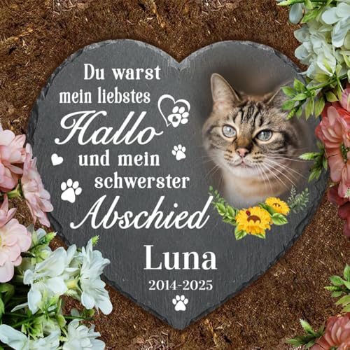 Personalisierte Haustier-Gedenktafel, Haustier-Gedenkgeschenk, Katzen-Gedenkstein, Hunde-Gedenkstein bei Verlust von Hund oder Katze, wetterfestes Outdoor-Andenken für Haustiere