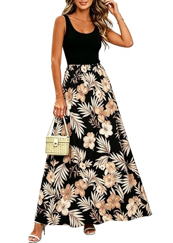 Image of Bluetime Women's Summer Boho Sleeveless Floral Print Tank Long Maxi Dress (S-3XL)