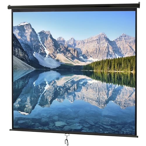 Saicool Projector Screen 100 Inch 16:9 HD Portable Manual Pull Down Projector Screen,Wall Ceiling Mounted Retractable Widescreen for Home Theater Cinema Office Movie TV Game