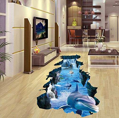 3D Stickers Three-Dimensional Wall Stickers Floor Stickers Ocean World Cute Dolphins Removable Murals Home Art Decoration Suitable For Children's Wall Stickers Children's Babies Children's Bedroom Ceilings Living Rooms Kindergartens #TOP2