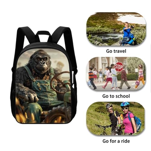 Modysero Kids Backpack 17 Inch Chimpanzee Backpacks for School Bag Daily Casual Padded School Book Bag Girls Boys Large Capacity Campus Daypack with Mesh Pockets3