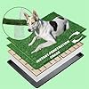 Meexpaws dog grass pad with tray large artificial grass pad for dog potty with tray new generation instant penetration dog litter box for balcony dog potty grass hemmed edge disposable pee pad  urban country home decor