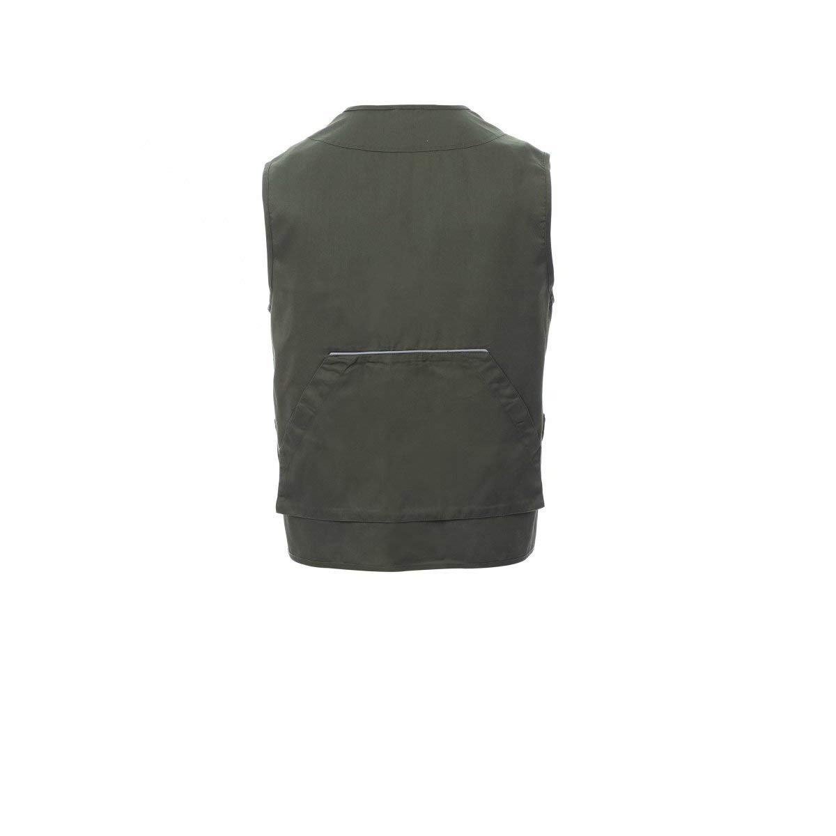 PAYPER Pocket Gilet Estivo Unisex da Uomo Donna Misto Poliestere Multitasche Chiusura Zip Reversibile Bande Reflex Pesca Caccia Lavoro Verde Militare