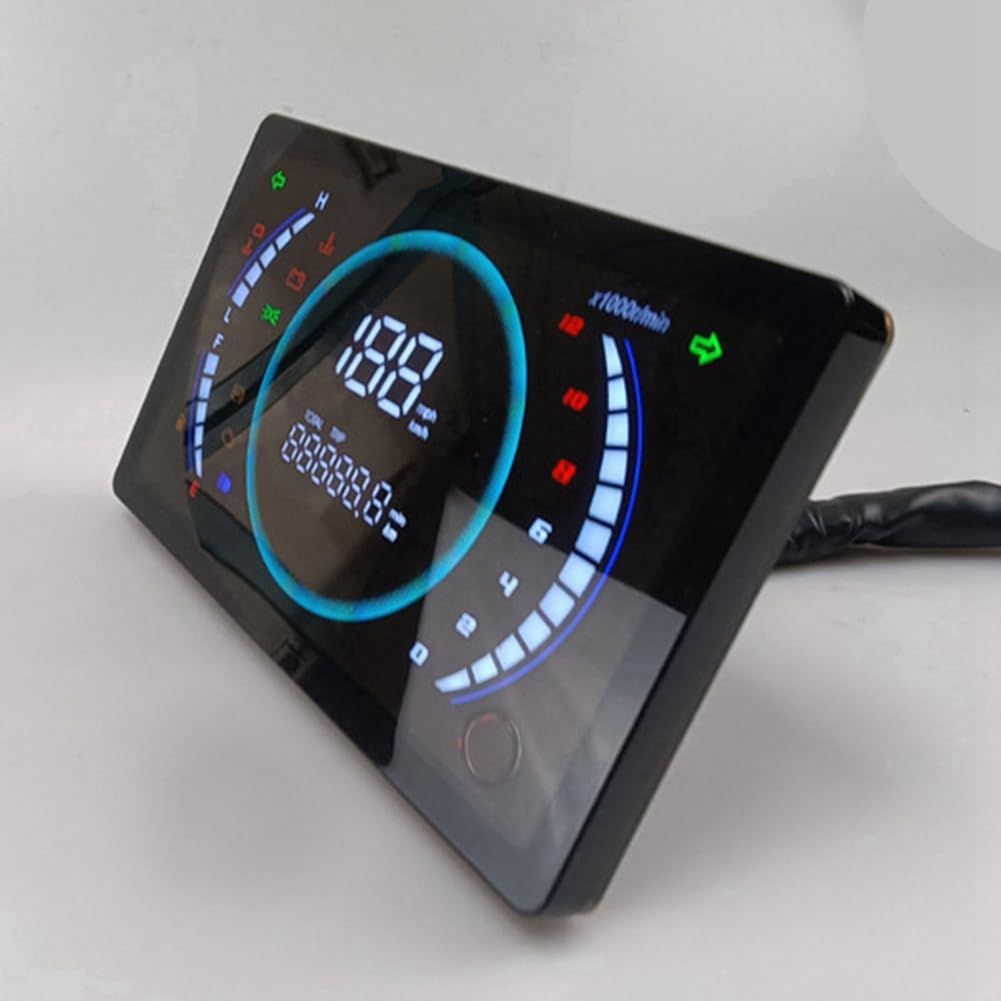 12V Universale Regolabile LED Digitale Moto Tachimetro RPM Cruscotto con Temperatura Gear 199km/H