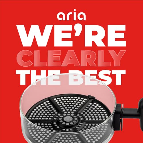 Image of Aria Air Fryer, Non-Stick Ceramic Build, Dishwasher Safe Ceramic Non Toxic Large Sized Airfryer Basket, Touchscreen Display & Auto Shutoff, BPA & Teflon Free with Cookbook (4 Qt Flip Flop (2+2))