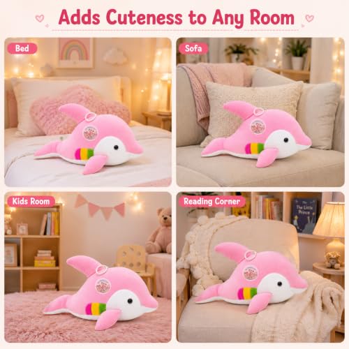 Image of Chi-Chimpu Toyss Pink Dolphin Soft Toy 55cm | Cute Plush Dolphin Stuffed Animal for Kids | Soft Hugging Toy | Plush Toy | Gift for Kids