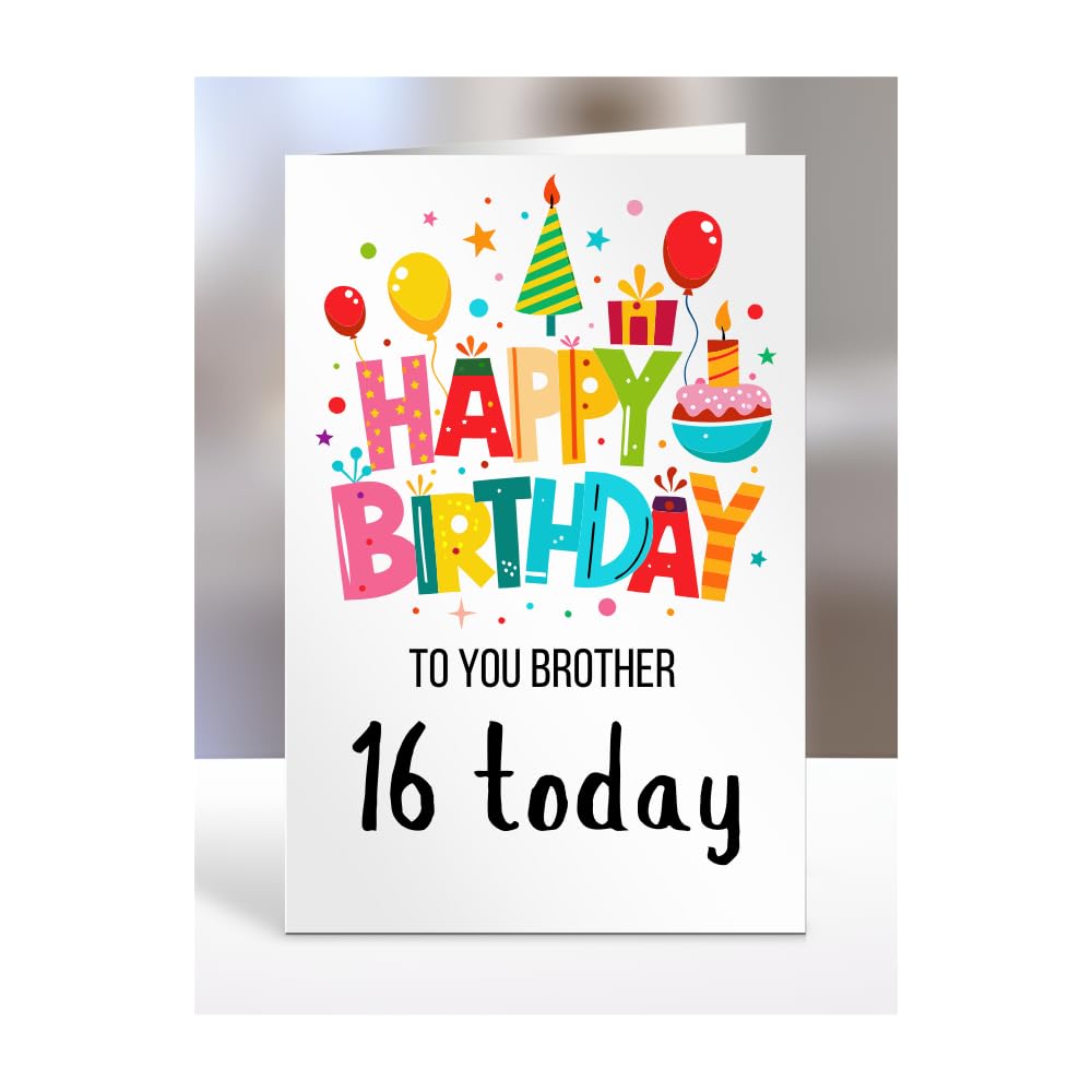 16th birthday card for Brother, gifts for girl, girls, boy, boys, gift, presents, female, male, him, her, Happy birthday to you, 16 years old today, A5-162p_8