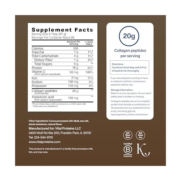 Vital Proteins Collagen Peptides advancedPowder20ghyaluronic Acid,Vitamin Cskin,hair,nail,joint supportBottleyes - Image 3