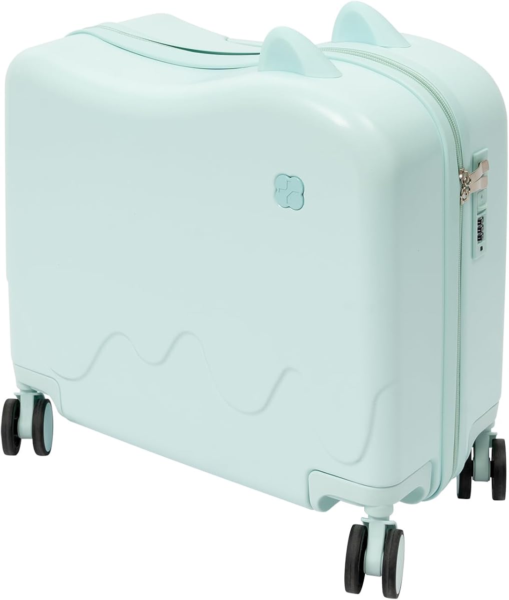 Maleta para niños de 18 pulgadas - Lindo equipaje ligero con ruedas giratorias silenciosas y candado para viajar - Perfecto para edades de 3 a 6 años (verde menta)