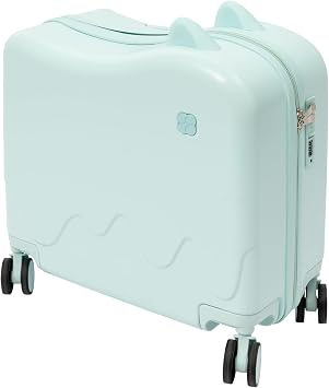 LOYALHEARTDY 18" Ride-On Kids Suitcase with Double Spinner Wheels Cute Lightweight Tow-Along Luggage Carry-on Hardside Trolly Case with Password Lock for Travel, Mint Green